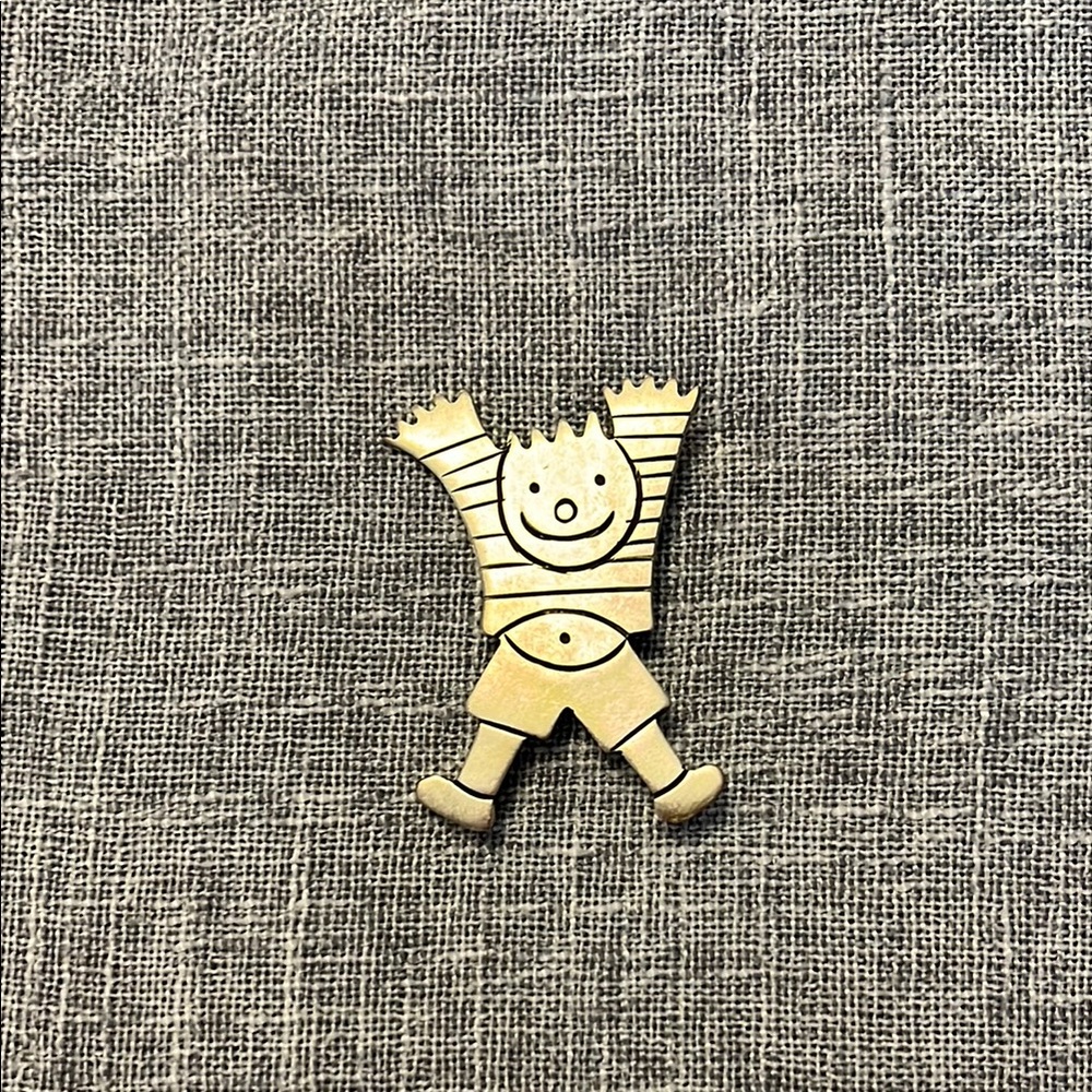 Whimsical Gold Figure Brooch